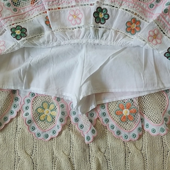 Zara NWOT Embroidered Light Cotton Skort - Picture 6 of 12